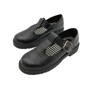 Womens Size 6 Faux Leather T Bar Mary Jane Shoes Goth Soft Grunge Dark Academia